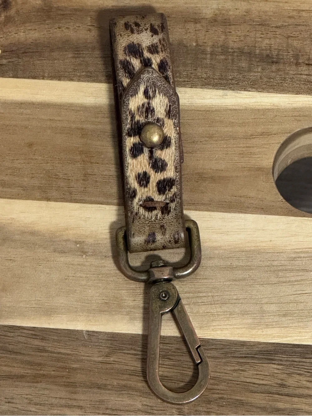 Genuine Calf Hair Leopard Print Leather Keychain | Madewell | Good Condition